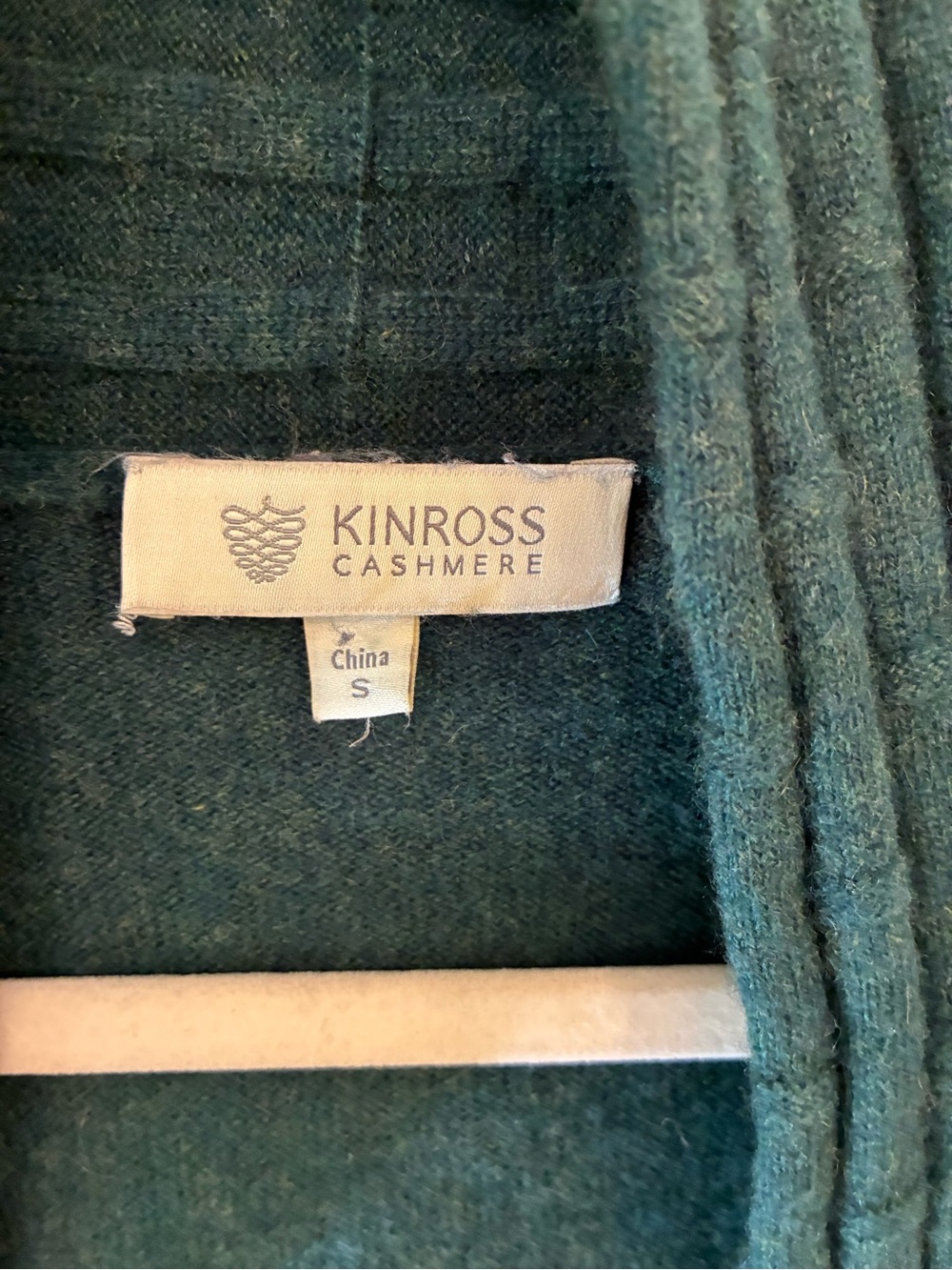 KINROSS Size Small Green Olive Cashmere Shawl Collar Open Front Cardigan - Picture 3 of 6